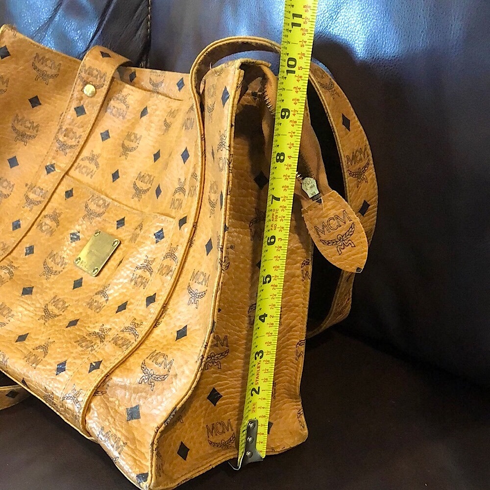 MCM Cognac Vicetos Top Zipper Shoulder Work Bag Briefcase Authentic EUC - Picture 13 of 16